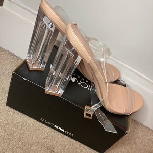 Clear heels with Clasp size 11 -New